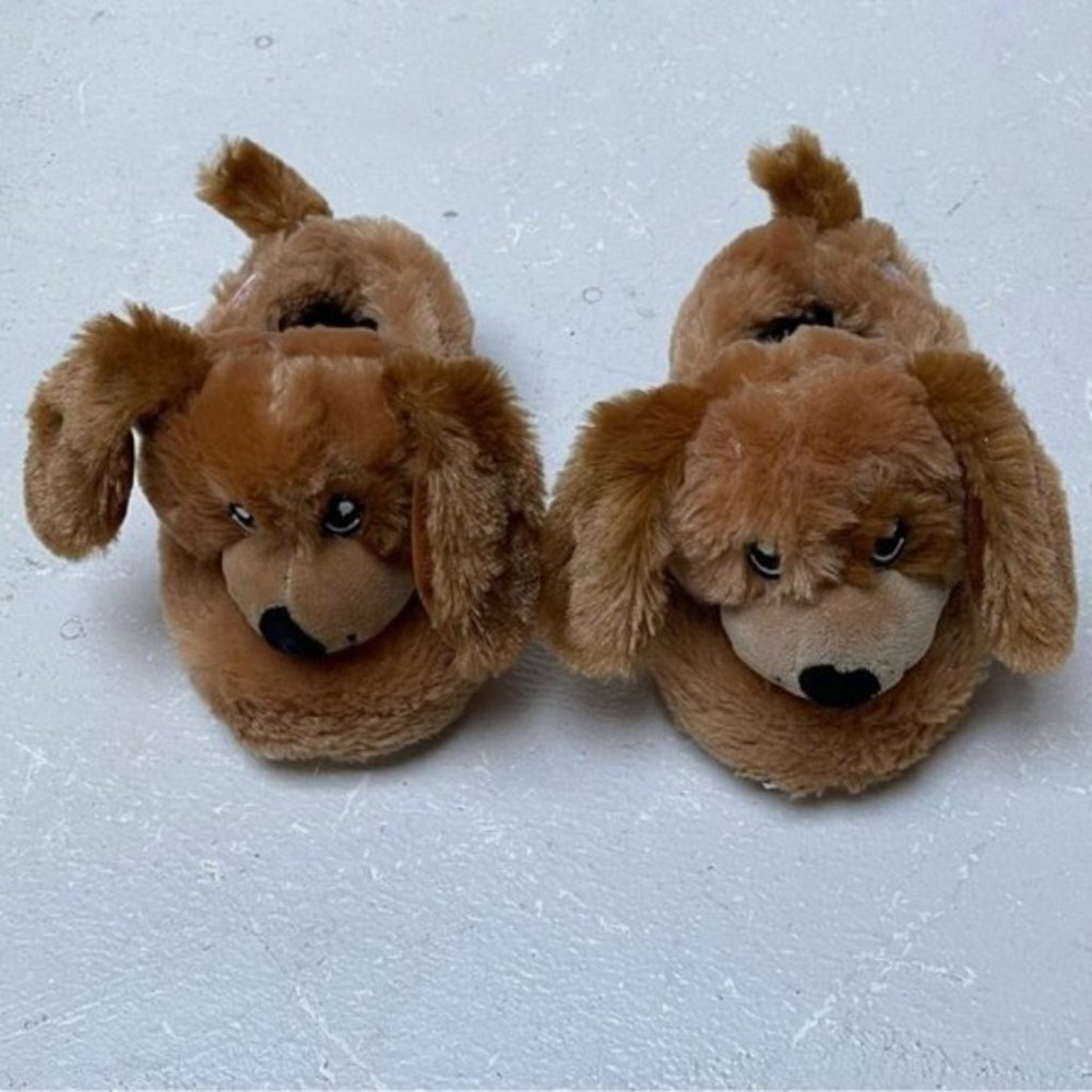 Build‎ A Bear Dog Slippers Kids Small Puppy Dog Stuffed Animal Cozy Comfort Soft